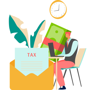 illustration of a person preparing taxes